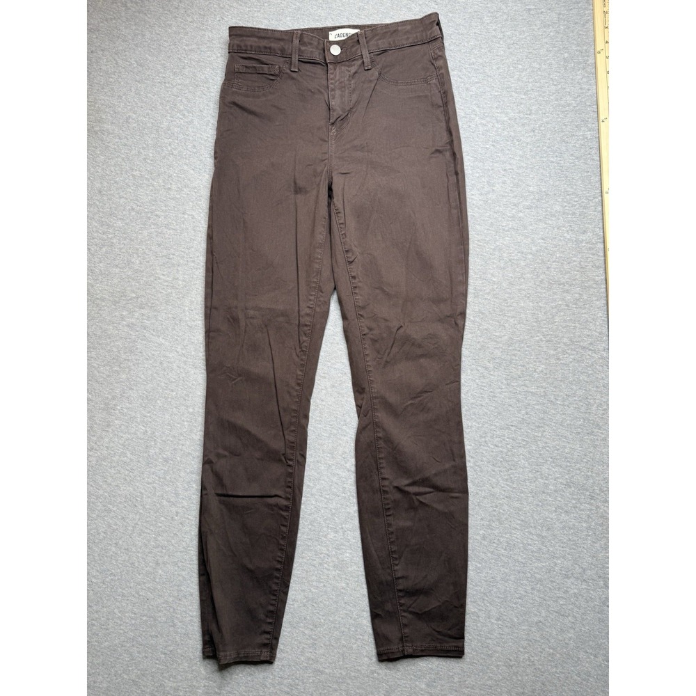 L'Agence Jeans Size 26 Dark Brown Coated Maigre Skinny High Rise